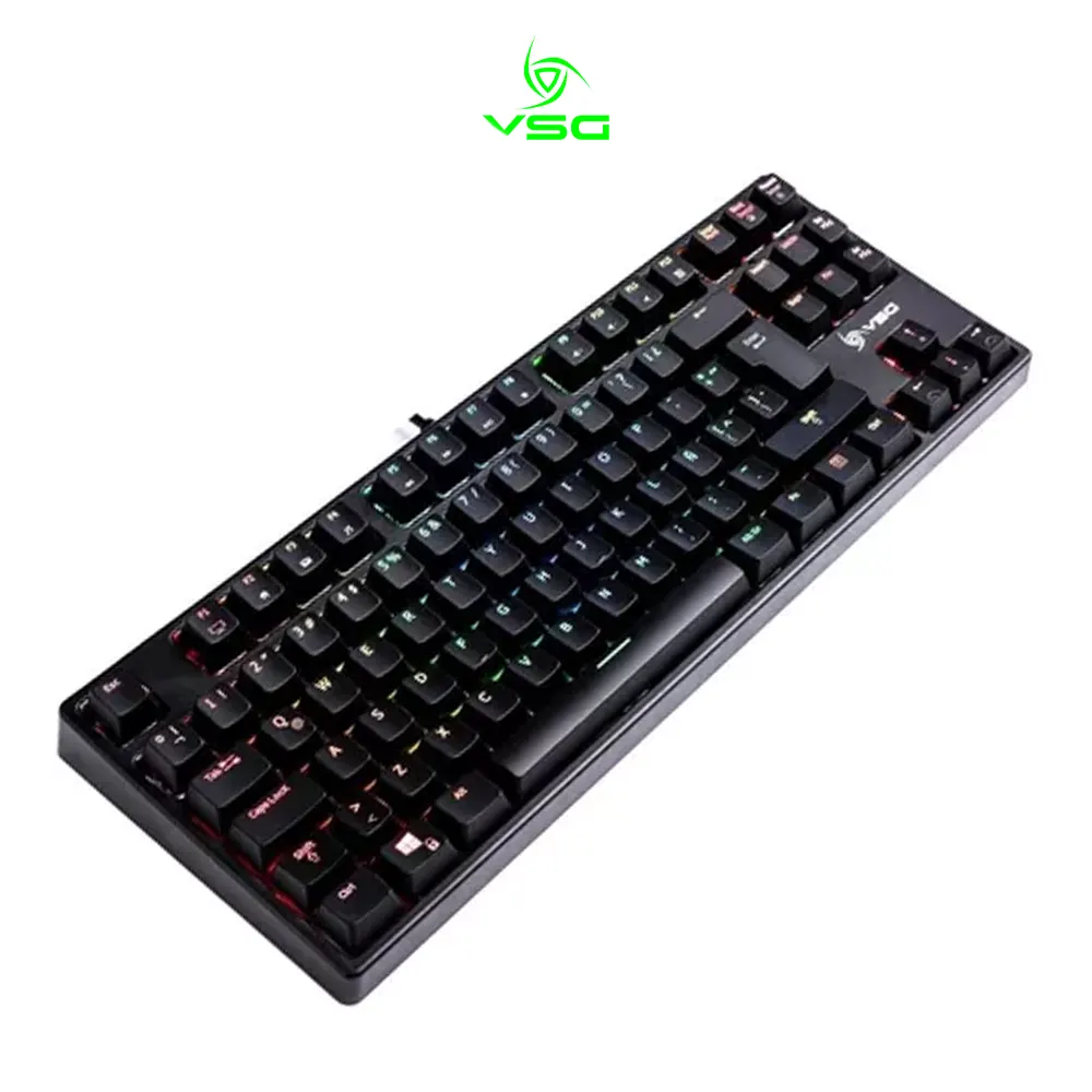 Teclado Gamer Vsg Alnitak Qwerty Kailh Marron EspaÑol LatinoamÉrica Color Negro Con Luz Rgb 