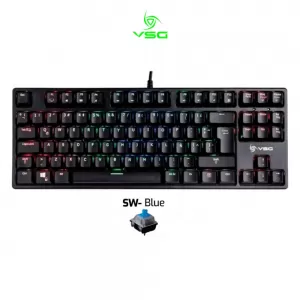 TECLADO GAMER VSG ALNITAK QWERTY KAILH AZUL ESPAÑOL LATINOAMÉRICA COLOR NEGRO CON LUZ RGB