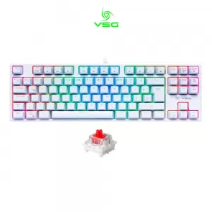 TECLADO GAMER VSG ALNITAK QWERTY KAILH RED ESPAÑOL LATINOAMÉRICA COLOR BLANCO CON LUZ RGB