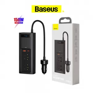 Inversor de Corriente Baseus de 150W, USB, Tipo C, Pantalla LCD, Para Auto y Camioneta