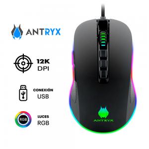 MOUSE GAMER ANTRYX CHROME STORM KURTANA NEGRO RGB