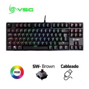 TECLADO GAMER VSG ALNITAK QWERTY KAILH MARRON ESPAÑOL LATINOAMÉRICA COLOR NEGRO CON LUZ RGB