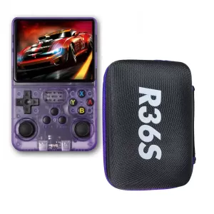 CONSOLA RETRO PORTÁTIL R36S PURPURA MAS ESTUCHE 