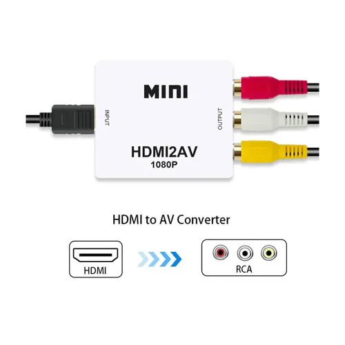 Adaptador Convertidor HDMI a RCA AV 1080p HD PAL/NTSC