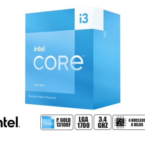 PROCESADOR INTEL CORE I3 13100F 3.4GHZ HASTA 4.50GHZ, 12MB, 4 NULEOS, NO TIENE GRAFICA INTEGRADO, LGA 1700 