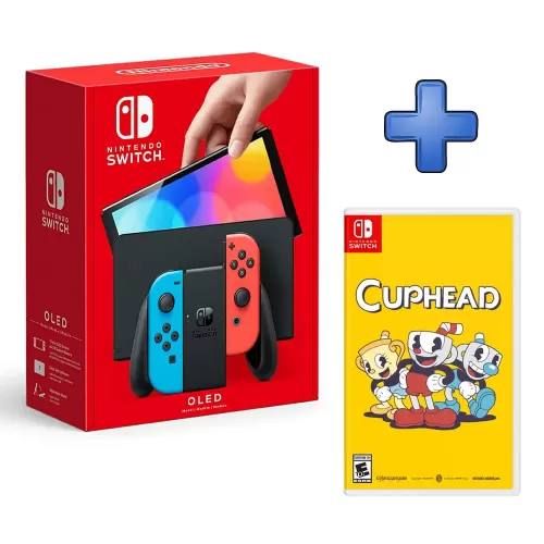 PACK CONSOLA NINTENDO SWITCH OLED NEON + VIDEOJUEGO CUPHEAD 