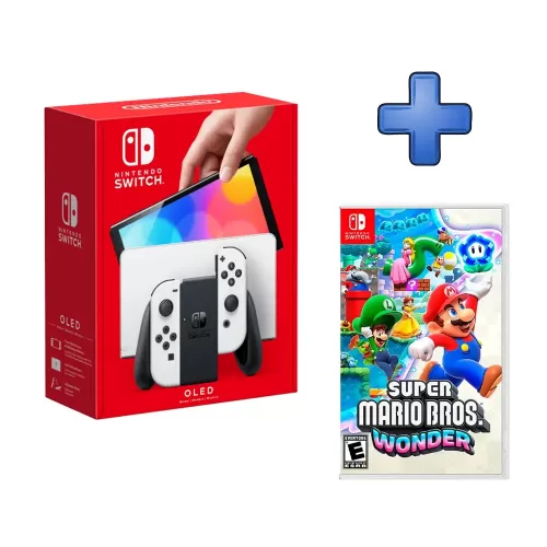 PACK CONSOLA NINTENDO SWITCH OLED BLANCO +VIDEOJUEGO SUPER MARIO WONDER SWITCH